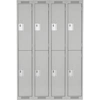 Clean Line Lockers, 2 -tier, Bank of 4, 48" x 18" x 72", Steel, Grey, Rivet (Assembled) Duraquip Inc