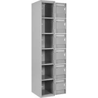 Clean Line Lockerettes, 6 -tier, Bank of 3, 36" x 18" x 72", Steel, Grey, Rivet (Assembled) Duraquip Inc