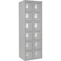 Clean Line Lockerettes, 6 -tier, Bank of 2, 24" x 18" x 72", Steel, Grey, Rivet (Assembled) Duraquip Inc