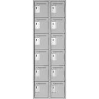 Clean Line Lockerettes, 6 -tier, Bank of 2, 24" x 18" x 72", Steel, Grey, Rivet (Assembled) Duraquip Inc