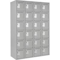 Clean Line Lockerettes, 6 -tier, Bank of 4, 48" x 18" x 72", Steel, Grey, Rivet (Assembled) Duraquip Inc