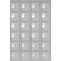 Clean Line Lockerettes, 6 -tier, Bank of 4, 48" x 18" x 72", Steel, Grey, Rivet (Assembled) Duraquip Inc