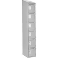Clean Line Lockerette , 6 -tier, 12" x 18" x 78", Steel, Grey, Rivet (Assembled) Duraquip Inc