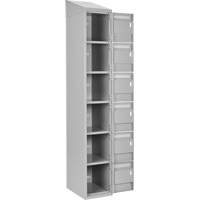 Clean Line Lockerette , 6 -tier, Bank of 4, 48" x 18" x 78", Steel, Grey, Rivet (Assembled) Duraquip Inc
