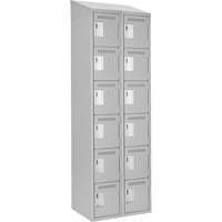 Clean Line Lockerette , 6 -tier, Bank of 2, 24" x 18" x 78", Steel, Grey, Rivet (Assembled) Duraquip Inc