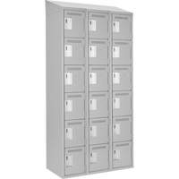Clean Line Lockerette , 6 -tier, Bank of 3, 36" x 18" x 78", Steel, Grey, Rivet (Assembled) Duraquip Inc