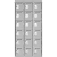Clean Line Lockerette , 6 -tier, Bank of 3, 36" x 18" x 78", Steel, Grey, Rivet (Assembled) Duraquip Inc