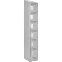 Petits casiers Clean Line, 6 niveaux, 12" x 18" x 82", Acier, Gris, Rivet (assembl&eacute;) Duraquip Inc