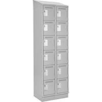 Clean Line Lockerette, 6 -tier, Bank of 2, 24" x 18" x 82", Steel, Grey, Rivet (Assembled) Duraquip Inc