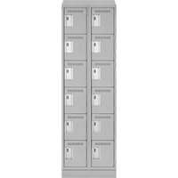 Clean Line Lockerette, 6 -tier, Bank of 2, 24" x 18" x 82", Steel, Grey, Rivet (Assembled) Duraquip Inc