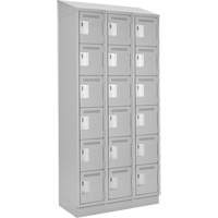 Clean Line Lockerette, 6 -tier, Bank of 3, 36" x 18" x 82", Steel, Grey, Rivet (Assembled) Duraquip Inc