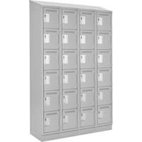 Clean Line Lockerette, 6 -tier, Bank of 4, 48" x 18" x 82", Steel, Grey, Rivet (Assembled) Duraquip Inc