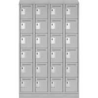 Clean Line Lockerette, 6 -tier, Bank of 4, 48" x 18" x 82", Steel, Grey, Rivet (Assembled) Duraquip Inc