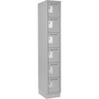 Clean Line Lockerette, 6 -tier, 12" x 18" x 76", Steel, Grey, Rivet (Assembled) Duraquip Inc