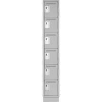 Clean Line Lockerette, 6 -tier, 12" x 18" x 76", Steel, Grey, Rivet (Assembled) Duraquip Inc