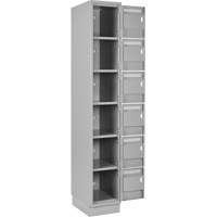 Clean Line Lockerette, 6 -tier, Bank of 4, 48" x 18" x 76", Steel, Grey, Rivet (Assembled) Duraquip Inc