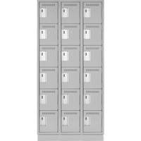 Clean Line Lockerette, 6 -tier, Bank of 3, 36" x 18" x 76", Steel, Grey, Rivet (Assembled) Duraquip Inc
