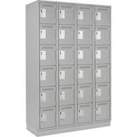 Clean Line Lockerette, 6 -tier, Bank of 4, 48" x 18" x 76", Steel, Grey, Rivet (Assembled) Duraquip Inc