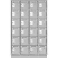 Clean Line Lockerette, 6 -tier, Bank of 4, 48" x 18" x 76", Steel, Grey, Rivet (Assembled) Duraquip Inc