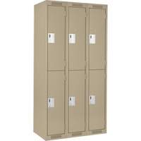 Clean Line Lockers, 2 -tier, Bank of 3, 36" x 18" x 72", Steel, Beige, Rivet (Assembled) Duraquip Inc