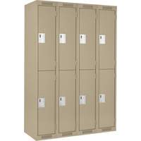 Clean Line Lockers, 2 -tier, Bank of 4, 48" x 18" x 72", Steel, Beige, Rivet (Assembled) Duraquip Inc