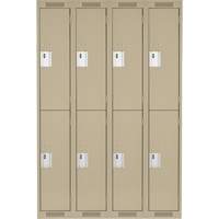 Clean Line Lockers, 2 -tier, Bank of 4, 48" x 18" x 72", Steel, Beige, Rivet (Assembled) Duraquip Inc