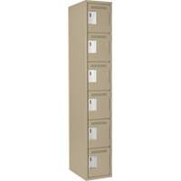 Petits casiers Clean Line, 6 niveaux, 12" x 18" x 72", Acier, Beige, Rivet (assembl&eacute;) Duraquip Inc