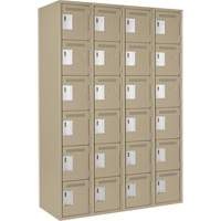 Clean Line Lockerette, 6 -tier, Bank of 4, 48" x 18" x 72", Steel, Beige, Rivet (Assembled) Duraquip Inc