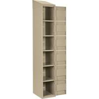 Clean Line Lockerette, 6 -tier, Bank of 4, 48" x 18" x 78", Steel, Beige, Rivet (Assembled) Duraquip Inc