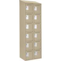 Clean Line Lockerette, 6 -tier, Bank of 2, 24" x 18" x 78", Steel, Beige, Rivet (Assembled) Duraquip Inc