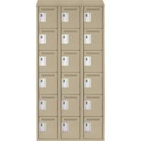 Clean Line Lockerette, 6 -tier, Bank of 3, 36" x 18" x 78", Steel, Beige, Rivet (Assembled) Duraquip Inc