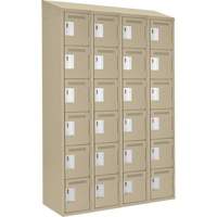 Clean Line Lockerette, 6 -tier, Bank of 4, 48" x 18" x 78", Steel, Beige, Rivet (Assembled) Duraquip Inc