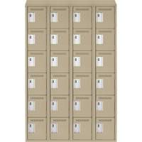 Clean Line Lockerette, 6 -tier, Bank of 4, 48" x 18" x 78", Steel, Beige, Rivet (Assembled) Duraquip Inc