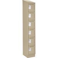 Clean Line Lockerette , 6 -tier, 12" x 18" x 82", Steel, Beige, Rivet (Assembled) Duraquip Inc
