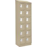 Clean Line Lockerette , 6 -tier, Bank of 2, 24" x 18" x 82", Steel, Beige, Rivet (Assembled) Duraquip Inc