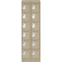 Clean Line Lockerette , 6 -tier, Bank of 2, 24" x 18" x 82", Steel, Beige, Rivet (Assembled) Duraquip Inc