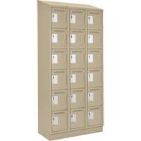 Clean Line Lockerette , 6 -tier, Bank of 3, 36" x 18" x 82", Steel, Beige, Rivet (Assembled) Duraquip Inc