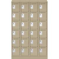 Clean Line Lockerette , 6 -tier, Bank of 4, 48" x 18" x 82", Steel, Beige, Rivet (Assembled) Duraquip Inc