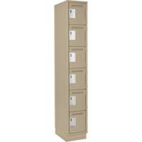 Clean Line Lockerette, 6 -tier, 12" x 18" x 76", Steel, Beige, Rivet (Assembled) Duraquip Inc
