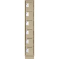 Clean Line Lockerette, 6 -tier, 12" x 18" x 76", Steel, Beige, Rivet (Assembled) Duraquip Inc