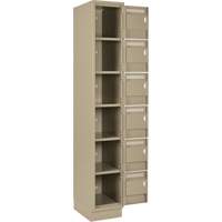 Clean Line Lockerette, 6 -tier, Bank of 4, 48" x 18" x 76", Steel, Beige, Rivet (Assembled) Duraquip Inc