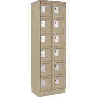 Clean Line Lockerette, 6 -tier, Bank of 2, 24" x 18" x 76", Steel, Beige, Rivet (Assembled) Duraquip Inc