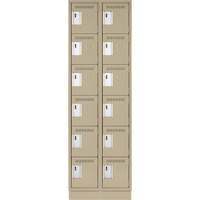 Clean Line Lockerette, 6 -tier, Bank of 2, 24" x 18" x 76", Steel, Beige, Rivet (Assembled) Duraquip Inc