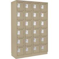 Clean Line Lockerette, 6 -tier, Bank of 4, 48" x 18" x 76", Steel, Beige, Rivet (Assembled) Duraquip Inc