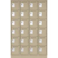 Clean Line Lockerette, 6 -tier, Bank of 4, 48" x 18" x 76", Steel, Beige, Rivet (Assembled) Duraquip Inc
