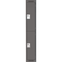 Clean Line Lockers, 2 -tier, 12" x 18" x 72", Steel, Charcoal, Rivet (Assembled) Duraquip Inc