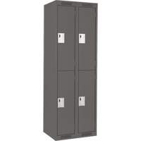 Clean Line Lockers, 2 -tier, Bank of 2, 24" x 18" x 72", Steel, Charcoal, Rivet (Assembled) Duraquip Inc
