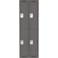 Clean Line Lockers, 2 -tier, Bank of 2, 24" x 18" x 72", Steel, Charcoal, Rivet (Assembled) Duraquip Inc