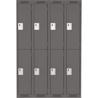 Clean Line Lockers, 2 -tier, Bank of 4, 48" x 18" x 72", Steel, Charcoal, Rivet (Assembled) Duraquip Inc