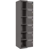 Clean Line Lockerette, 6 -tier, Bank of 3, 36" x 18" x 72", Steel, Charcoal, Rivet (Assembled) Duraquip Inc